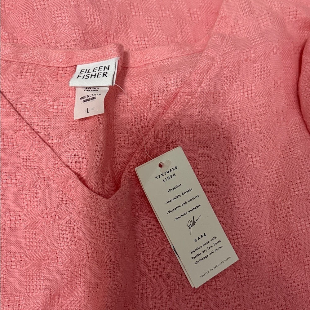 NWT!! Eileen Fisher - Textured Irish Linen Maxi Dress - Pink - Size Large - Picture 10 of 11